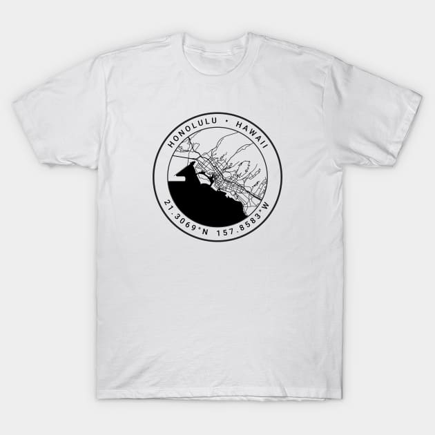 Honolulu Map T-Shirt by Ryan-Cox